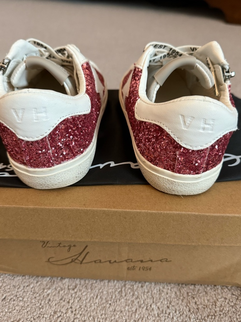 Girls Vintage Havana Gita Sneakers Pink Glitter / Gray / Star - Sz 2 1/2 - Picture 6 of 12